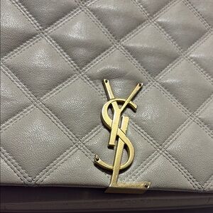 Yves Saint Laurent Quilted Shoulder Bag - Cream with Gold Accents